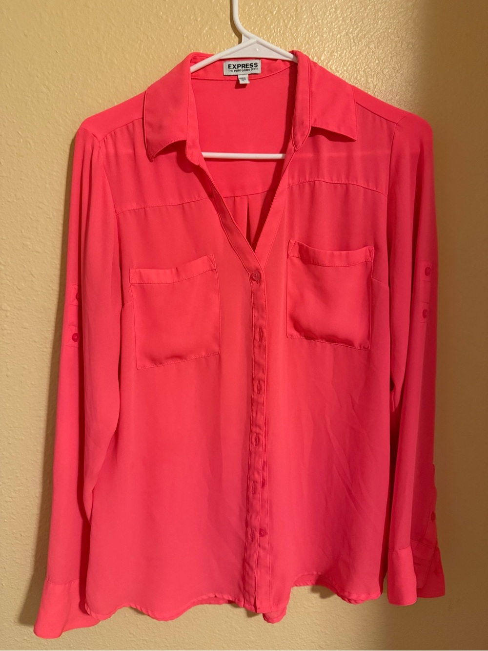 Express Coral Pink Portofino Button-Up Blouse